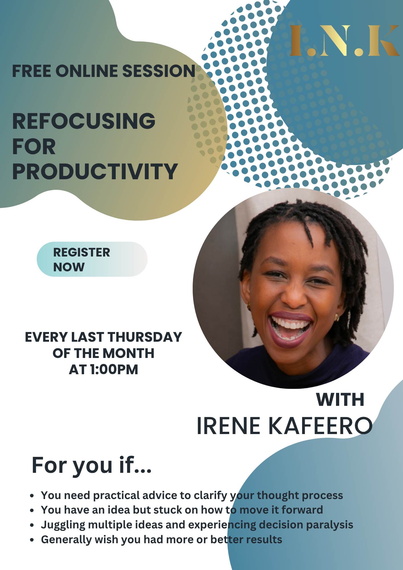 Free monthly online productivity sessions